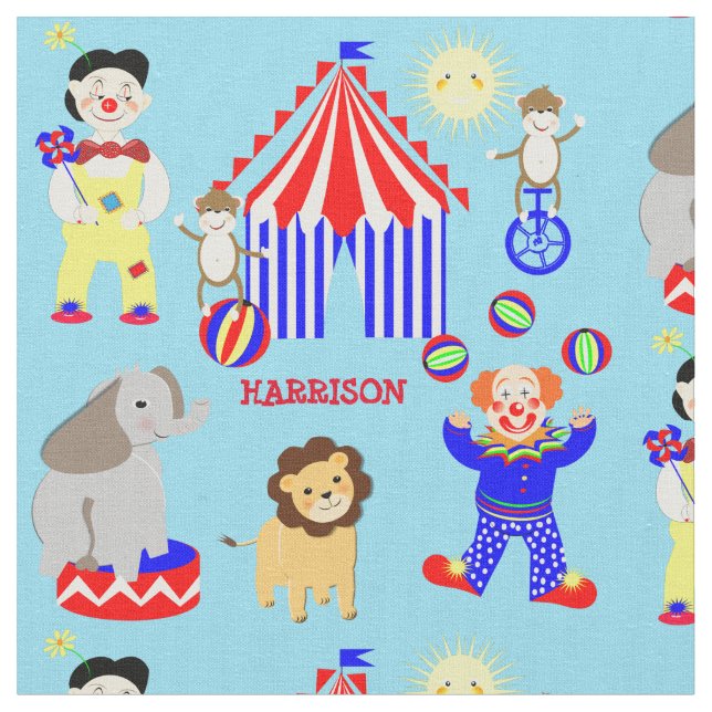 Tissu Tente Cirque Cartoon Clowns & Animaux Personnalisé (Fermer)