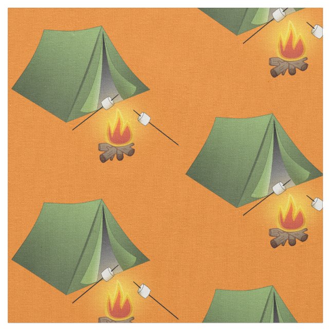 Tissu Tente de camping et Motif de feu de camp (Fermer)