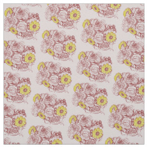 Tissu Terra Cotta Bouquet Rose Daisy
