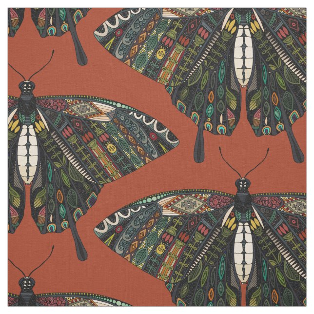 Tissu terracotta à papillon (Échantillon)