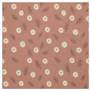 Tissu Terracotta Daisy Motif Éparpillé Lin Ivoire