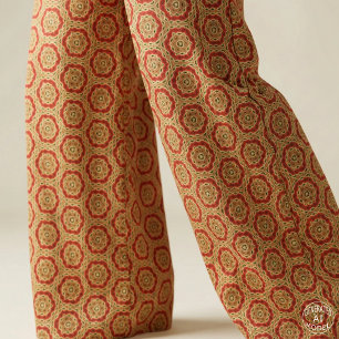 Tissu Terracotta Rouge Moutarde Jaune Géométrique Bohème