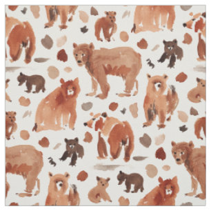 Tissu TERRITOIRE DE L'OURS Brown Mama et l'ours de pépi