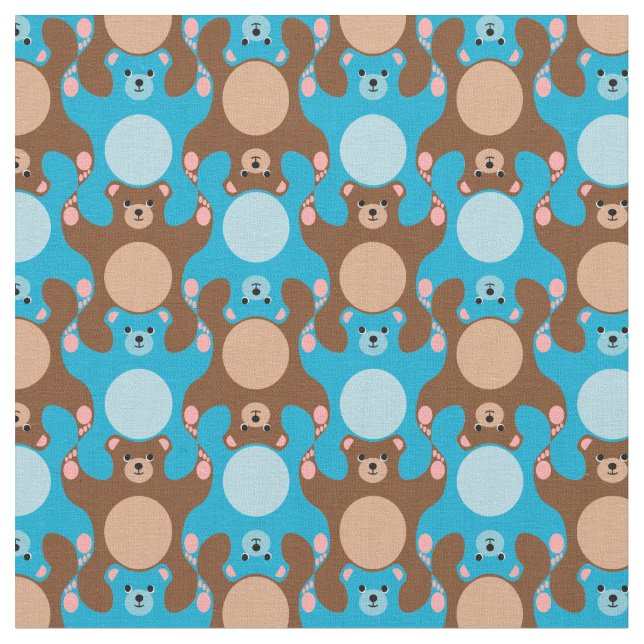 Tissu Tesselation d'ours en peluche Brown bleu personnal (Fermer)