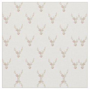 Tissu Tête de cerf Vintage florale rose moderne