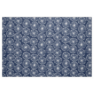 Tissu Têtes de graines - Blanc sur bleu foncé Indigo 001