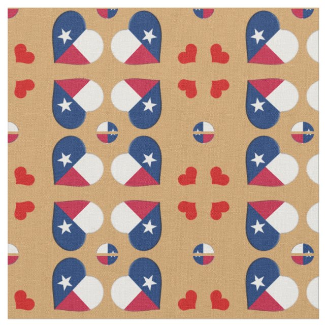 Tissu Texas Flag & Texas Hearts mode Fabric / États-Unis (Fermer)
