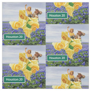 Tissu Texas Forme Rose Jaune et Cowgirl sur le cheval 4,