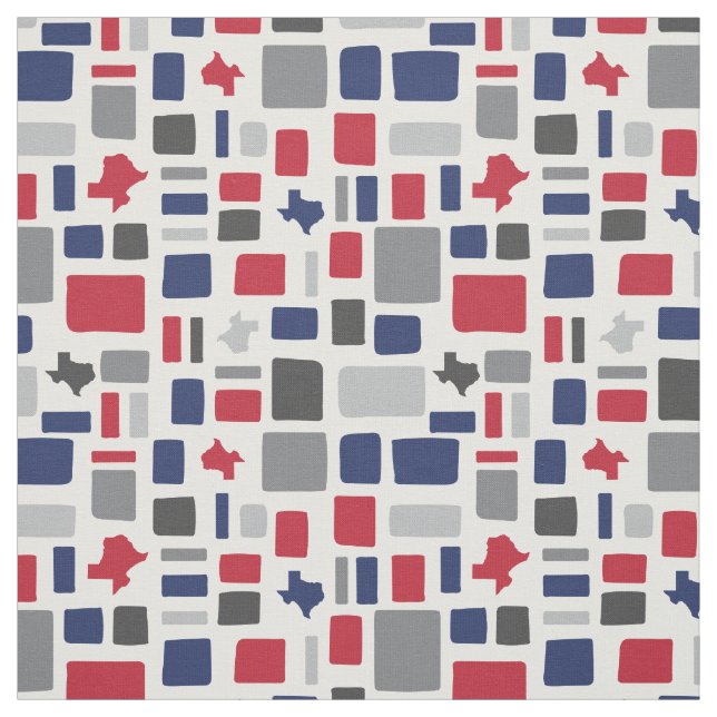 Tissu Texas Red & Blue Wonky Carrés & Rectangles (Échantillon)