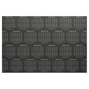 Tissu Texte blanc du tableau de multiplication sur foncé