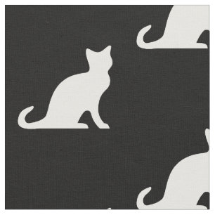 Tissu textile silhouette de chat noir et blanc mig