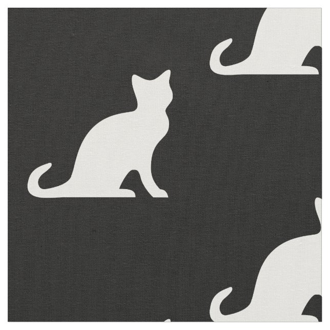 Tissu textile silhouette de chat noir et blanc mig (Fermer)