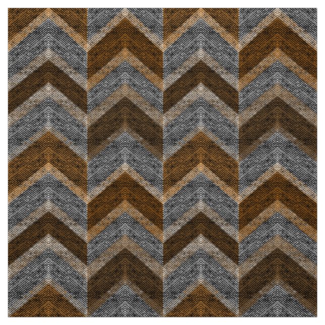 Tissu Texturé, zigzag, gris et brun, lignes, classique, (Échantillon)