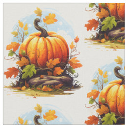 Tissu Thanksgiving couleurs automnales citrouille, feuil