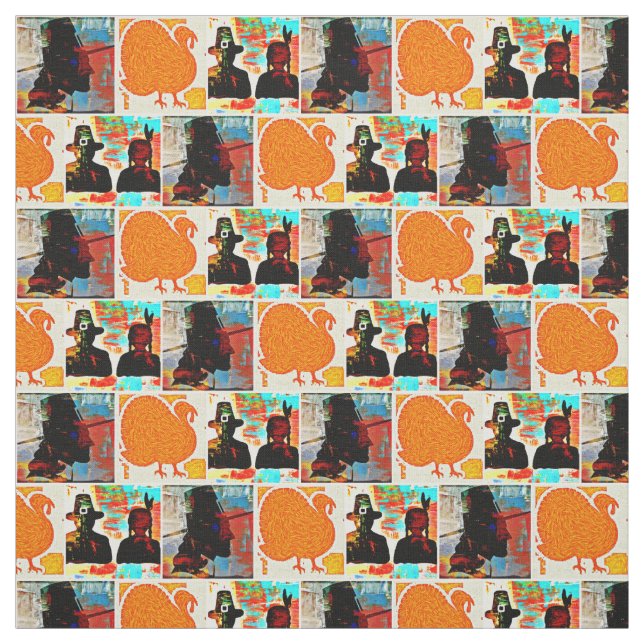 Tissu Thanksgiving Modern Art Collage (Échantillon)