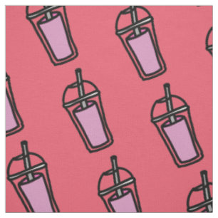 Tissu Thé de lait Bubble Thé ado fille rose