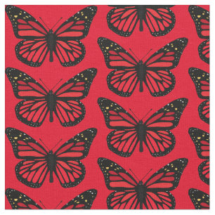 Tissu Thème de la nature des papillons rouges vintages