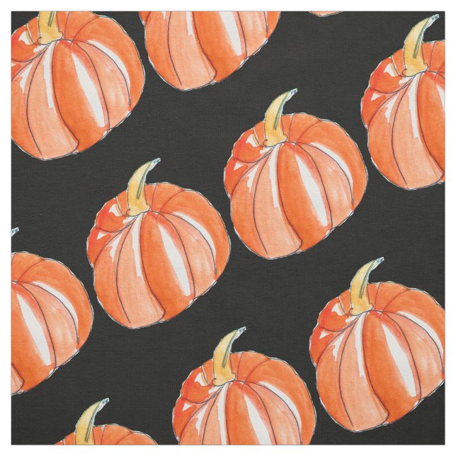 Tissu Thème noir et orange de citrouille de Halloween (Échantillon)