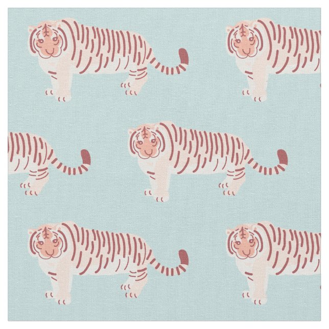 Tissu Tiger Maman & Cub Motif Bleu clair (Fermer)