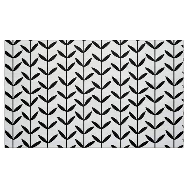 Tissu Tiges de feuille - noir sur le blanc (Fat Quarter)