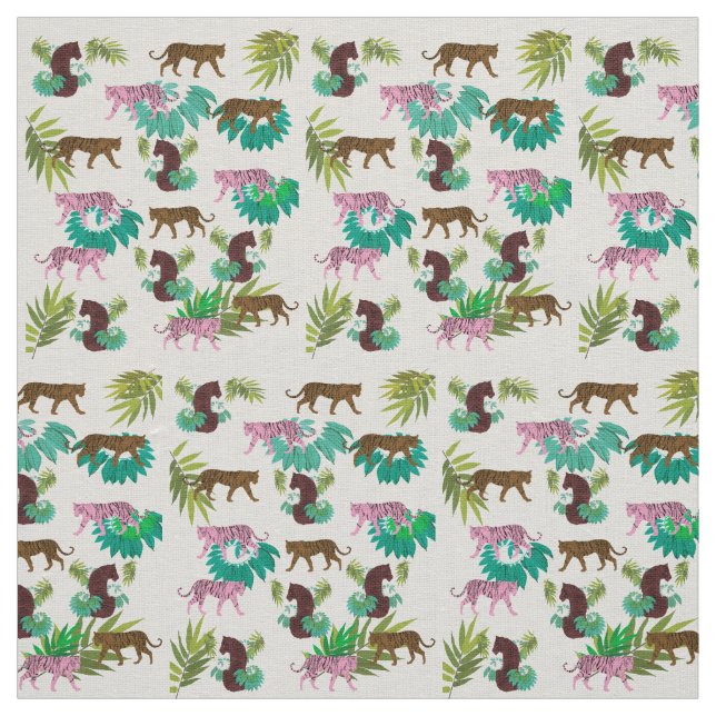 Tissu Tigres Brown roses (Échantillon)