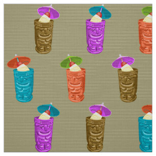 Tissu Tiki Mugs Retro Hawaiian Tropical Boissons