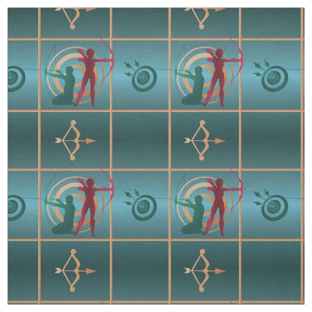 Tissu Tir à l'arc et flèche - Motif vert (Échantillon)
