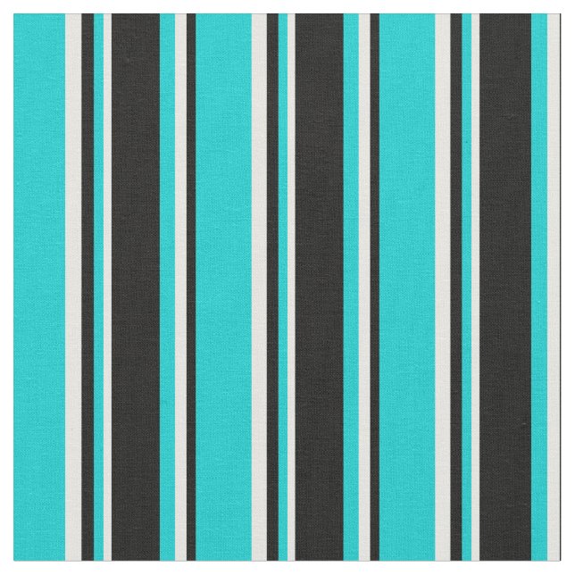 Tissu Tirures turquoises, noires et blanches (Fermer)