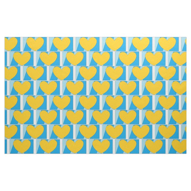 Tissu Tissu, bleu avec coeur jaune (Fat Quarter)