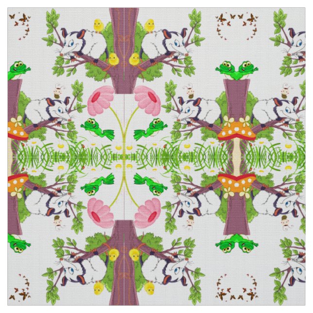 Tissu Tissu, Possum Chicks Frog Floral (Échantillon)