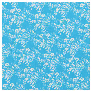 Tissu Tissu-Turquoise faite sur commande et floral blanc