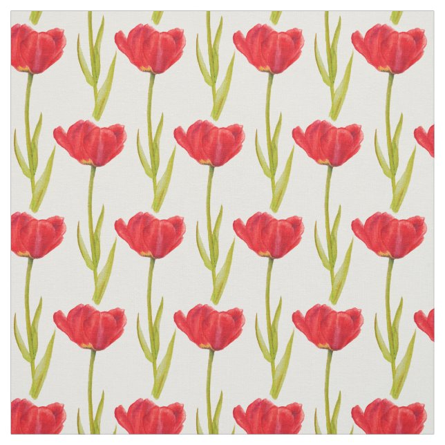 Tissu Tissus de ressort rouge tulipe et vert (Échantillon)
