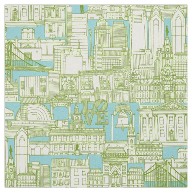 Tissu toile aqua olive de Philadelphie (Échantillon)