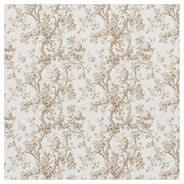 Tissu Toile Beige chaude avec Roses et branches torsadée (Fermer)