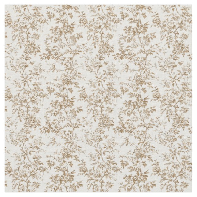 Tissu Toile beige dorée avec Roses et feuillage (Fermer)