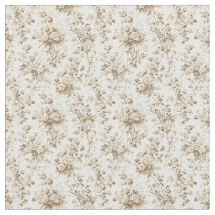 Tissu Toile beige douce avec Roses et feuillage de jardi