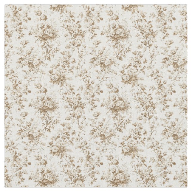Tissu Toile beige douce avec Roses et feuillage de jardi (Fermer)