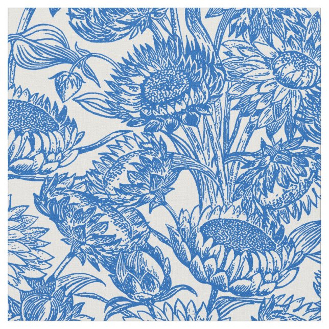 Tissu Toile Bleu des tournesols (Fermer)