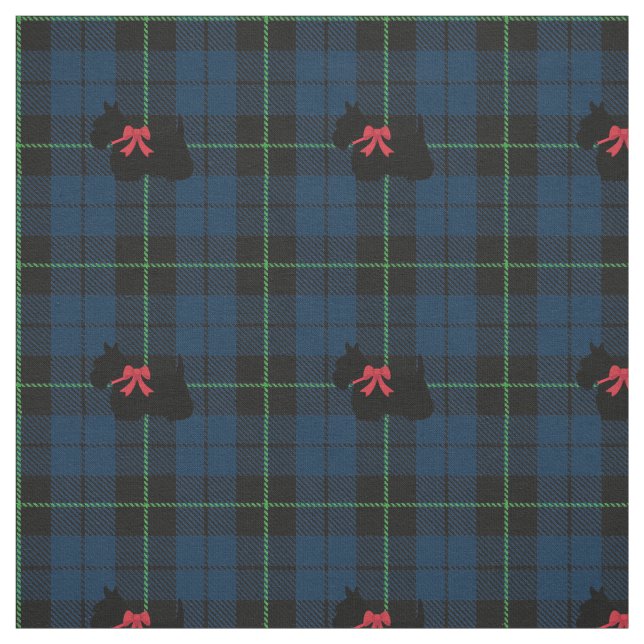 Tissu Toile bleu plaid avec ruban vert rayé (Échantillon)