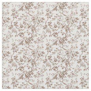 Tissu Toile Brown avec Roses et vignes tordues