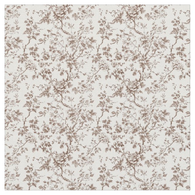 Tissu Toile Brown avec Roses et vignes tordues (Fermer)