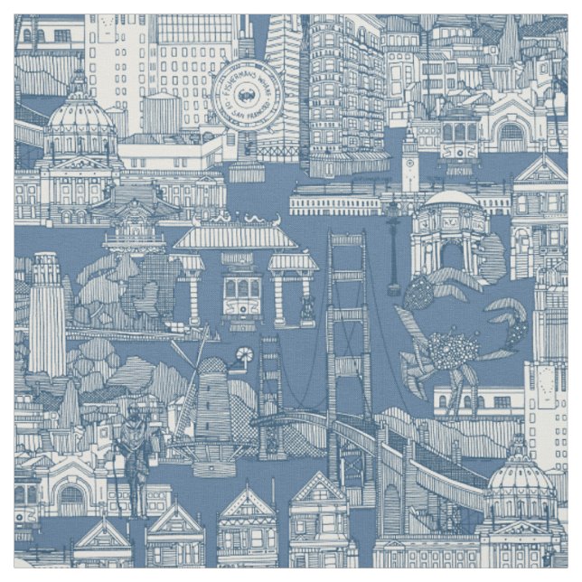 Tissu toile cobalt denim San Francisco (Échantillon)