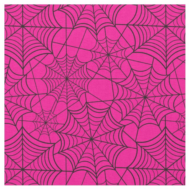 Tissu toile d'araignée rose-chaud halloween (Fermer)