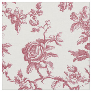 Tissu Toile de branche de rose rose rouge