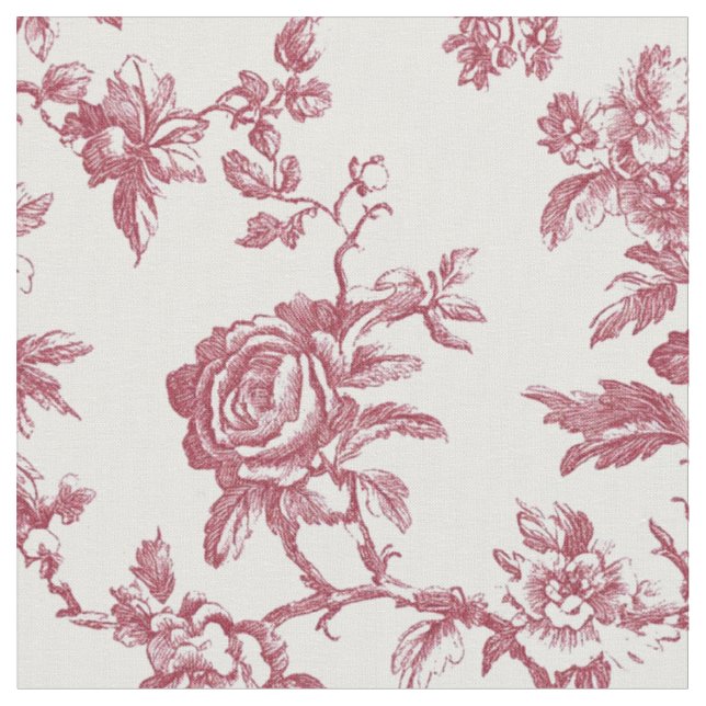 Tissu Toile de branche de rose rose rouge (Fermer)