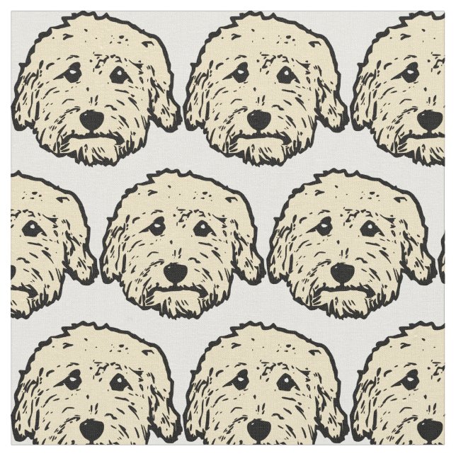 Tissu Toile de doodle avec chiens de Doodle Apricot (Fermer)