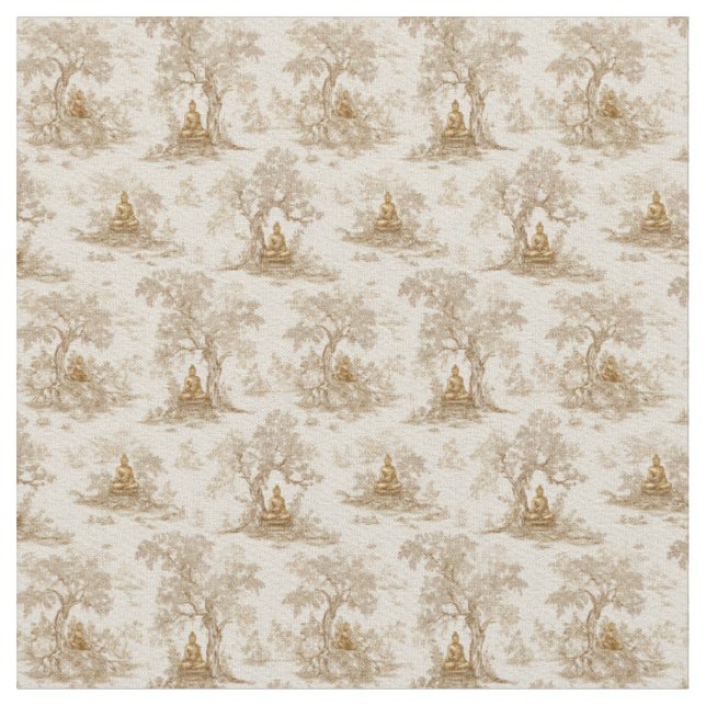 Tissu Toile de Jouy Classique Bouddha Doré (Fermer)