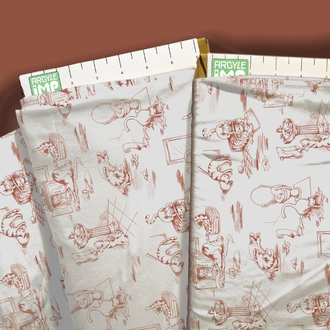 Tissu Toile de salle de bain Brown Kitty Cat (close-up with ruler)