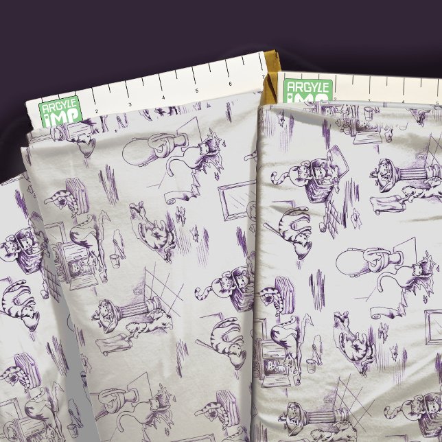 Tissu Toile de salle de bain pourpre Kitty (close-up with ruler)