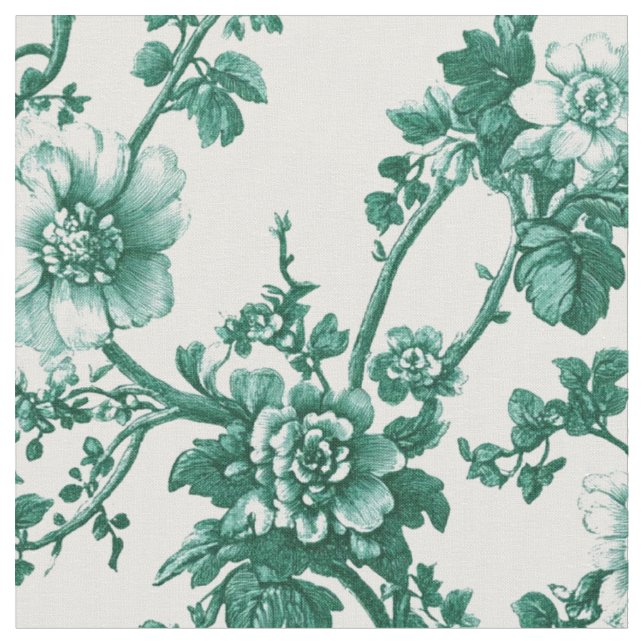 Tissu Toile de vigne florale émeraude (Fermer)